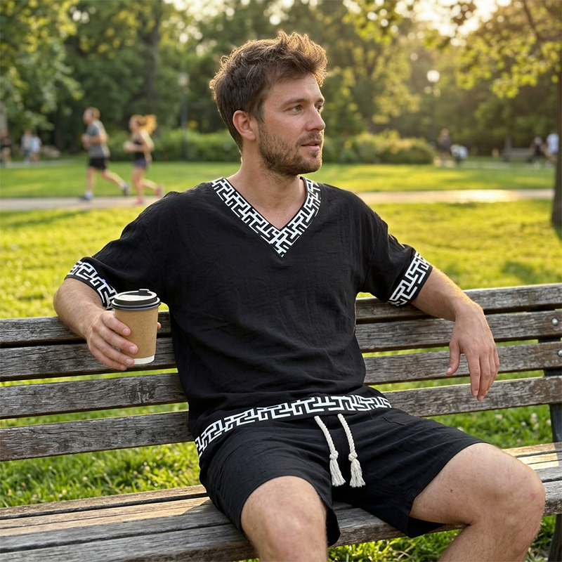 👕☀️Ensemble 2 pièces pour homme : haut décontracté et short – Confort et style sans effort 🔥