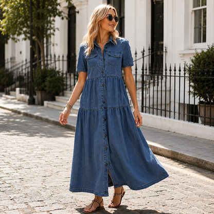 👗✨Robe longue en jean vintage pour femme – Un chic décontracté pour tous les jours🔥