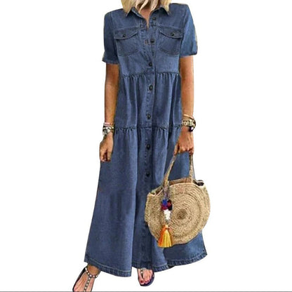 👗✨Robe longue en jean vintage pour femme – Un chic décontracté pour tous les jours🔥
