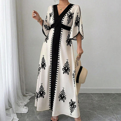 👗Women's Elegant V-Neck Print Maxi Dress
