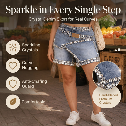 Jupe-short en jean à strass pour femme