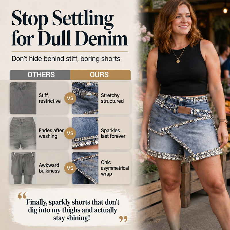 Jupe-short en jean à strass pour femme