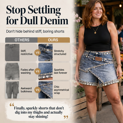 Jupe-short en jean à strass pour femme
