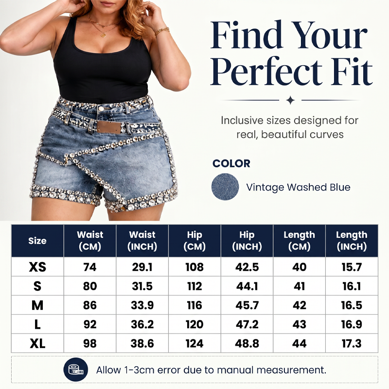 Jupe-short en jean à strass pour femme