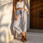 Pantalon de détente court à rayures pour femme