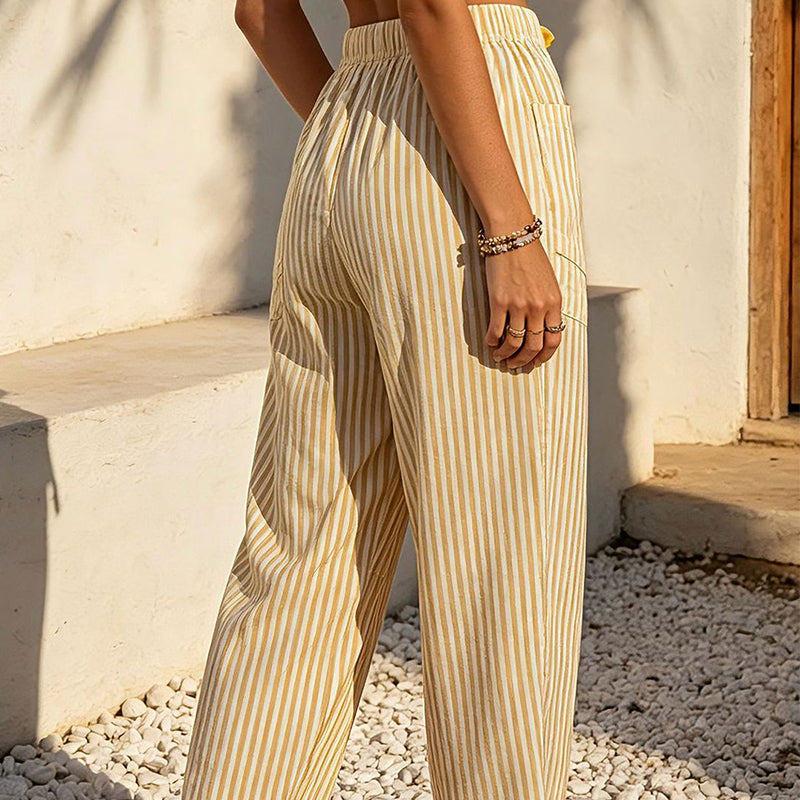 Pantalon de détente court à rayures pour femme