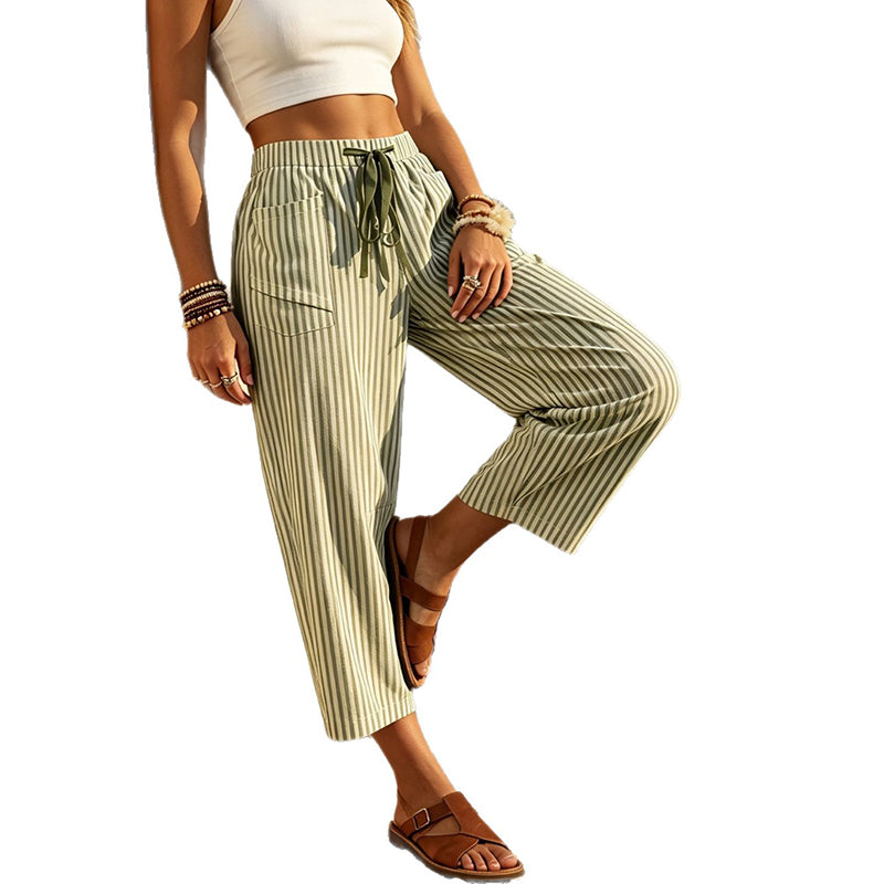 Pantalon de détente court à rayures pour femme