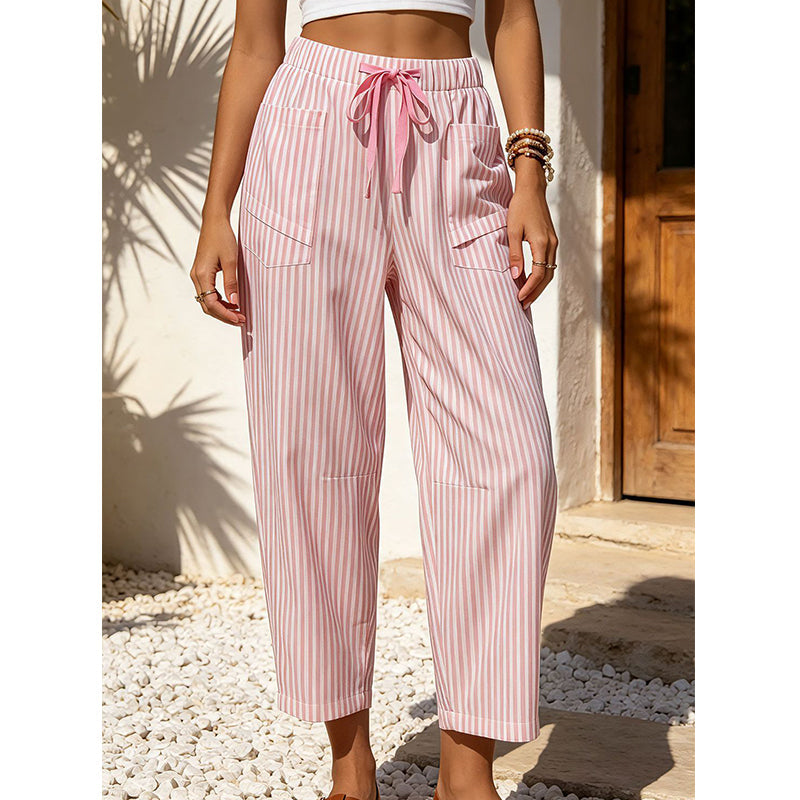 Pantalon de détente court à rayures pour femme