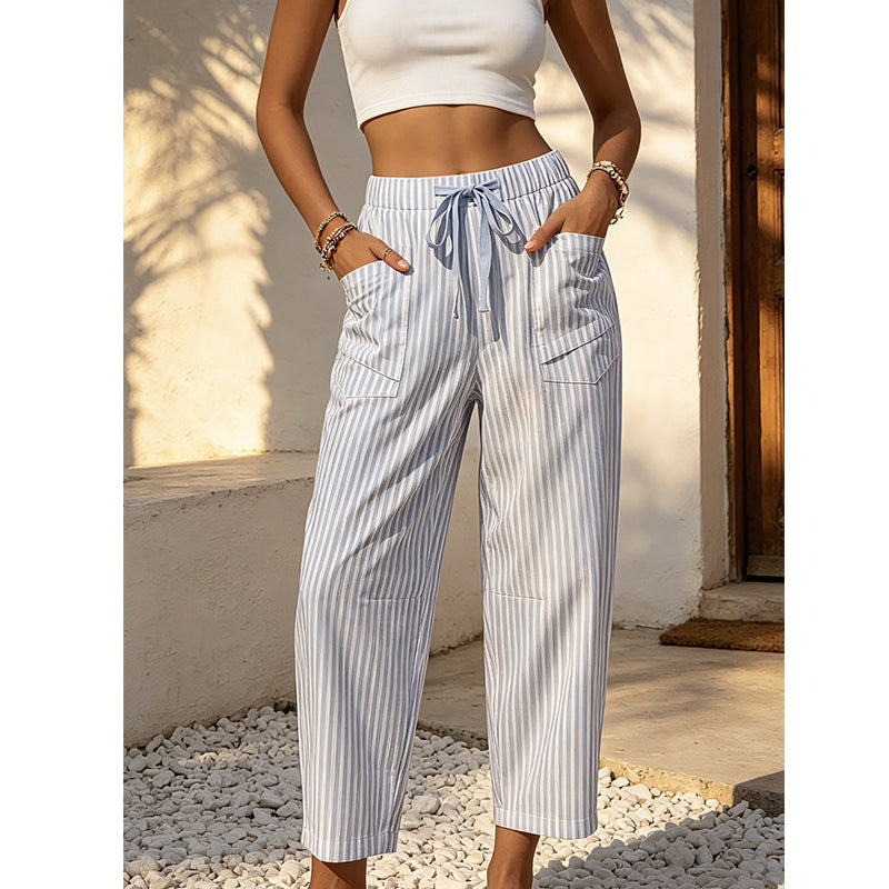 Pantalon de détente court à rayures pour femme