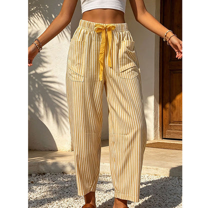 Pantalon de détente court à rayures pour femme