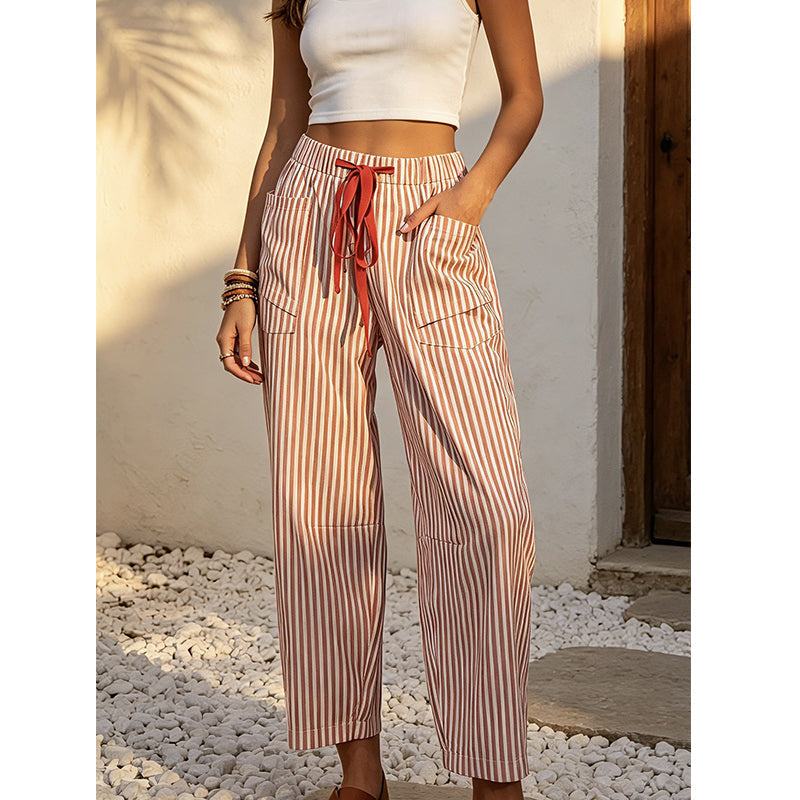 Pantalon de détente court à rayures pour femme