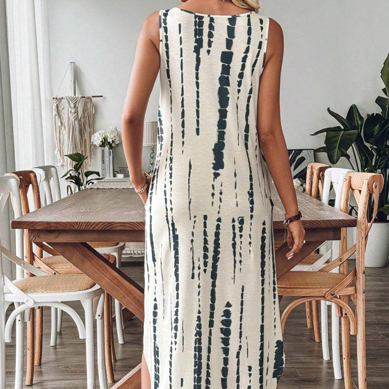 👗Une élégante robe longue sans manches pour femme, avec un décolleté en V✨