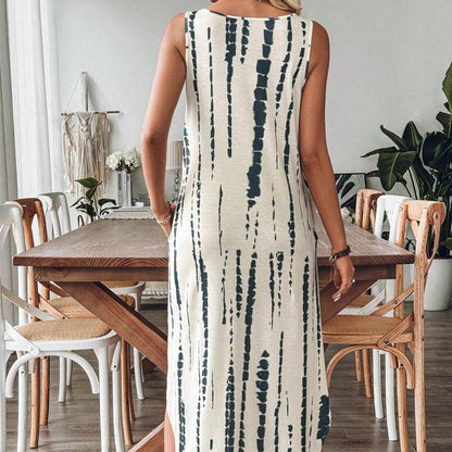 👗Une élégante robe longue sans manches pour femme, avec un décolleté en V✨