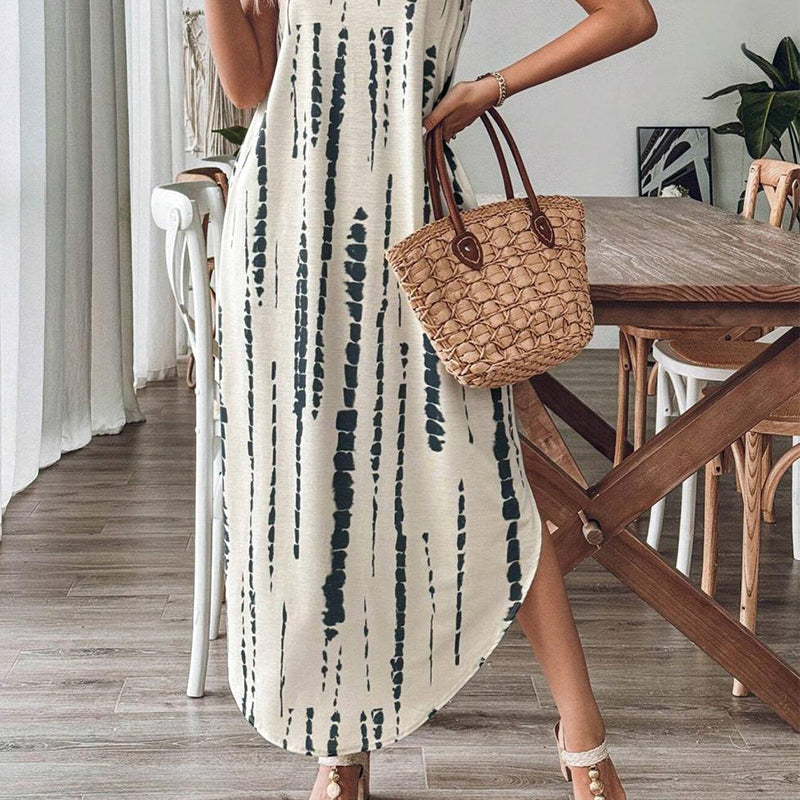 👗Une élégante robe longue sans manches pour femme, avec un décolleté en V✨