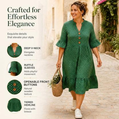 Robe d'été à pois pour femme avec manches à volants