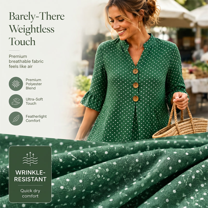 Robe d'été à pois pour femme avec manches à volants
