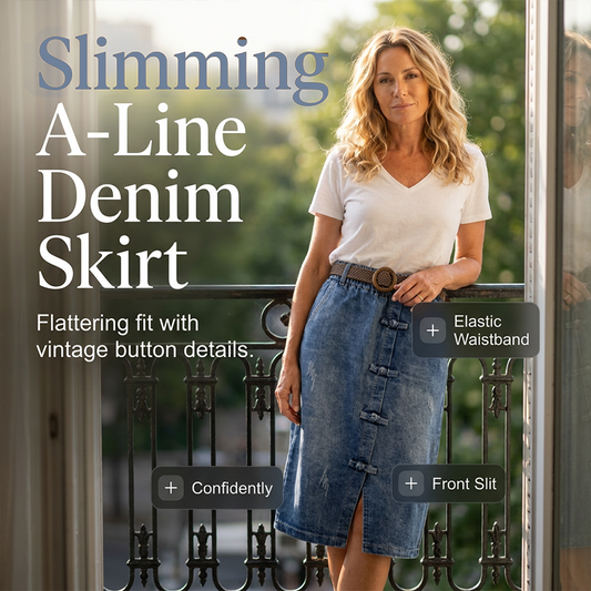 Jupe midi trapèze amincissante en denim pour femme