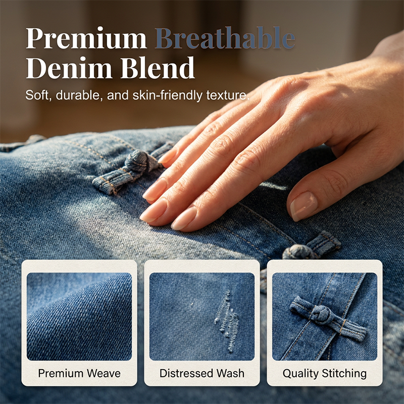 Jupe midi trapèze amincissante en denim pour femme