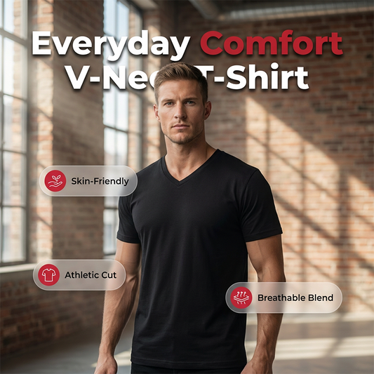 👕 PROMOTION LIMITÉE -50% ! 💥 T-shirt col V classique décontracté pour homme – Coupe athlétique, respirant, conservation de la forme ✨