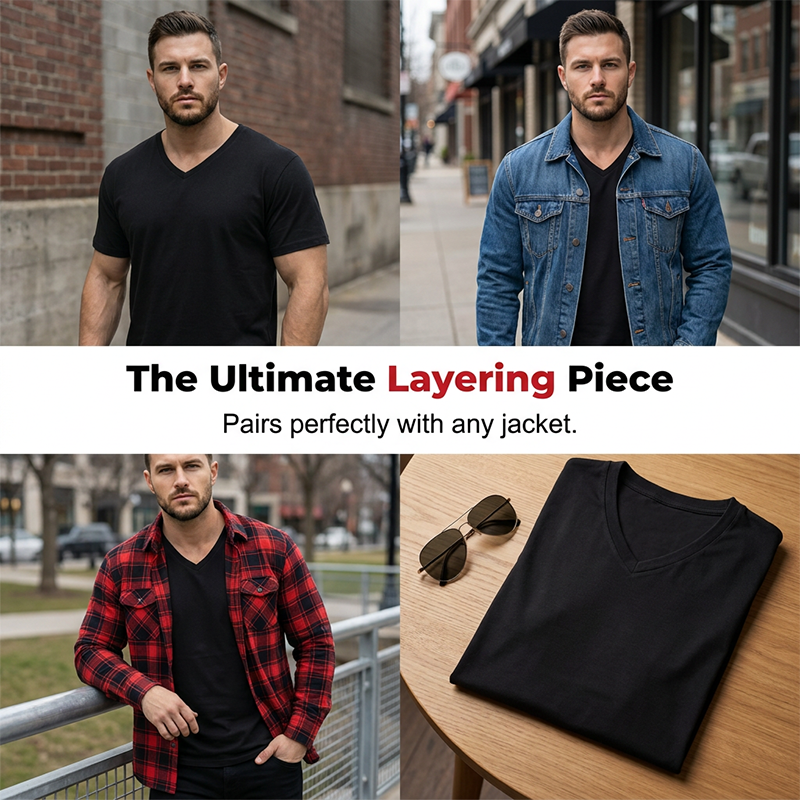 👕 PROMOTION LIMITÉE -50% ! 💥 T-shirt col V classique décontracté pour homme – Coupe athlétique, respirant, conservation de la forme ✨