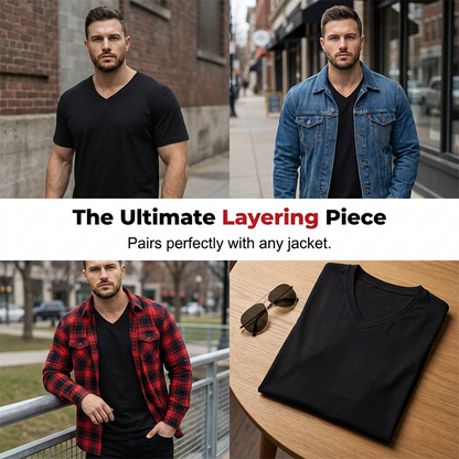 👕 PROMOTION LIMITÉE -50% ! 💥 T-shirt col V classique décontracté pour homme – Coupe athlétique, respirant, conservation de la forme ✨