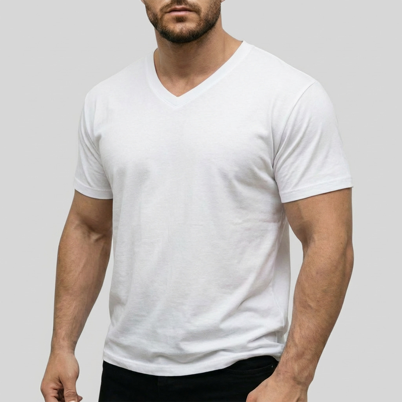 👕 PROMOTION LIMITÉE -50% ! 💥 T-shirt col V classique décontracté pour homme – Coupe athlétique, respirant, conservation de la forme ✨