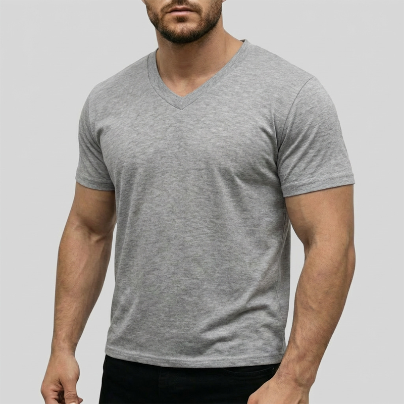 👕 PROMOTION LIMITÉE -50% ! 💥 T-shirt col V classique décontracté pour homme – Coupe athlétique, respirant, conservation de la forme ✨