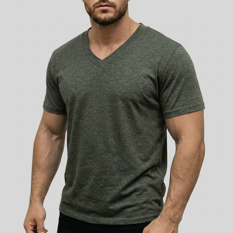 👕 PROMOTION LIMITÉE -50% ! 💥 T-shirt col V classique décontracté pour homme – Coupe athlétique, respirant, conservation de la forme ✨
