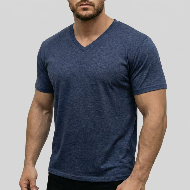 👕 PROMOTION LIMITÉE -50% ! 💥 T-shirt col V classique décontracté pour homme – Coupe athlétique, respirant, conservation de la forme ✨