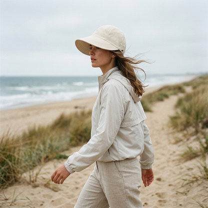 🧢 50% DE RÉDUCTION ☀️ Casquette solaire UPF 50+ queue de cheval – Bloque 99% UV & structure maintenue – Sangle élastique 54-60cm, boutons anti-vent – 3 coloris, pack économique ✨🌿🏖️