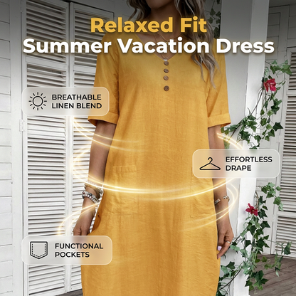 Robe d'été à col en V pour femme, coupe ample