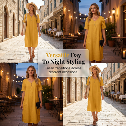 Robe d'été à col en V pour femme, coupe ample