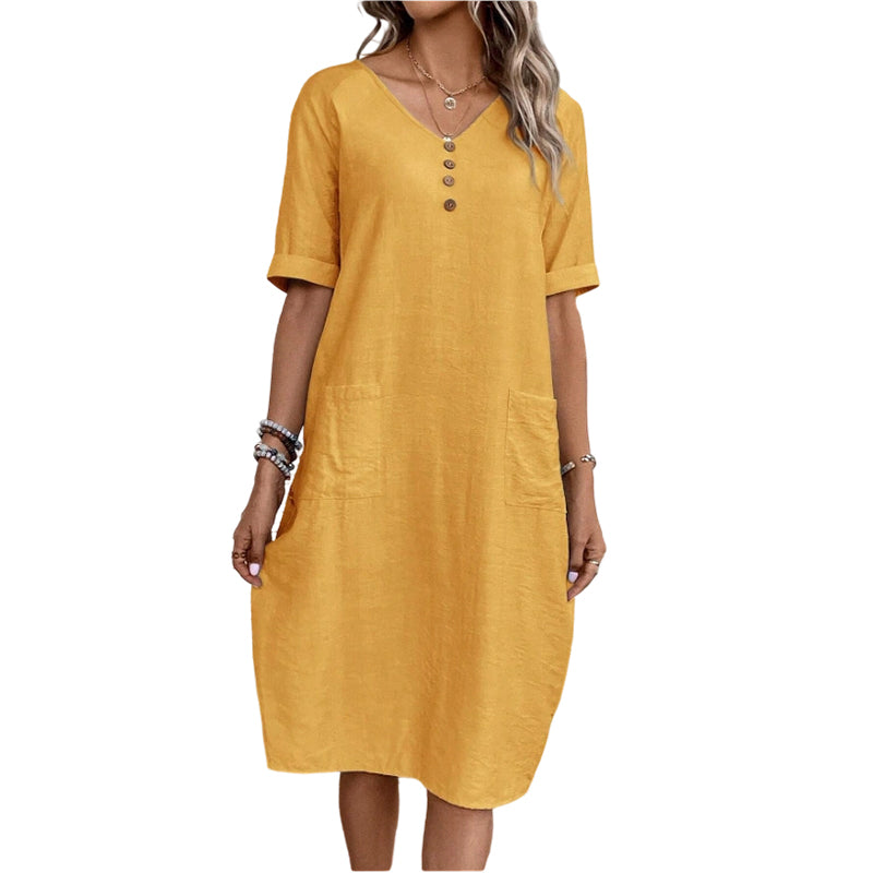 Robe d'été à col en V pour femme, coupe ample