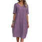 Robe d'été à col en V pour femme, coupe ample
