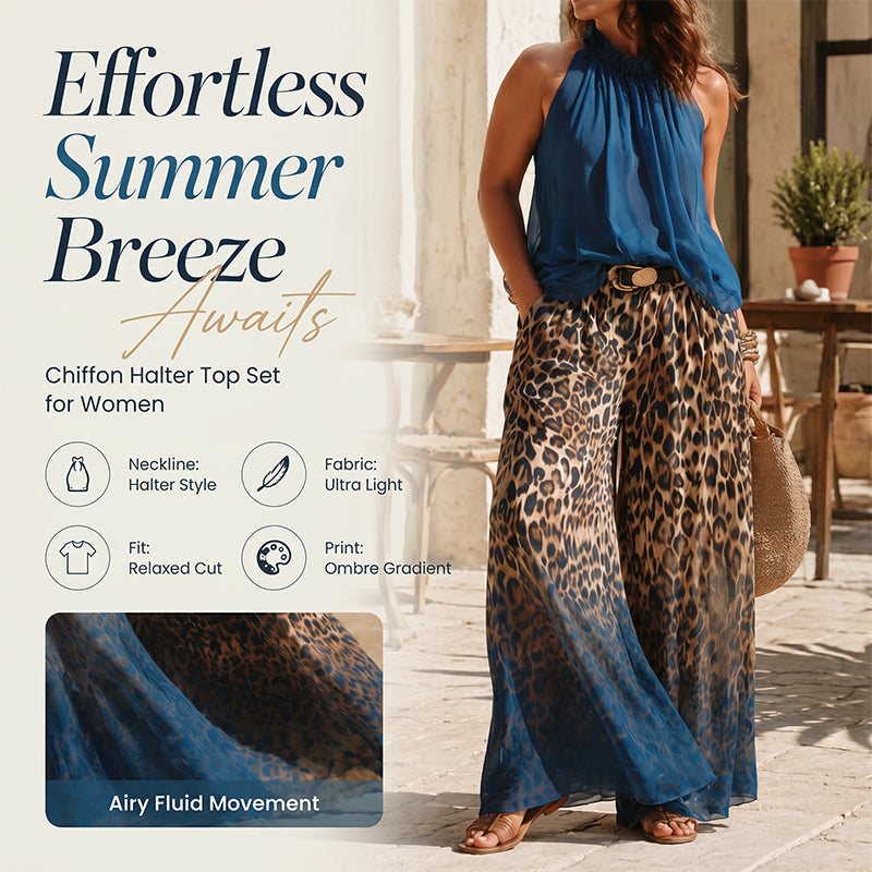 👗Ensemble femme composé d'un haut dos nu sans manches et d'un pantalon léopard – Une tenue d'été audacieuse, chic et décontractée🔥