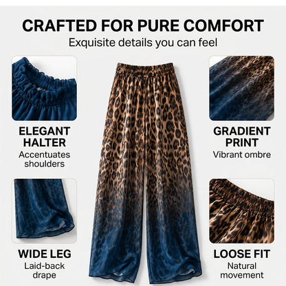 👗Ensemble femme composé d'un haut dos nu sans manches et d'un pantalon léopard – Une tenue d'été audacieuse, chic et décontractée🔥
