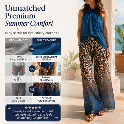 👗Ensemble femme composé d'un haut dos nu sans manches et d'un pantalon léopard – Une tenue d'été audacieuse, chic et décontractée🔥