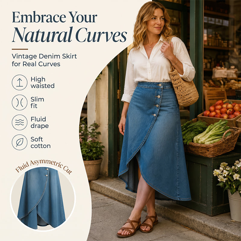 💙🔥Jupe en jean à taille haute et coupe asymétrique pour femme – Un style vintage tout en simplicité