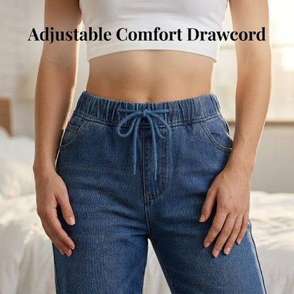 💙✨ Un jean à taille élastiquée et cordon de serrage – qui met la silhouette en valeur, ne se froisse pas et s'associe facilement – avec des t-shirts, des chemisiers et des crop tops