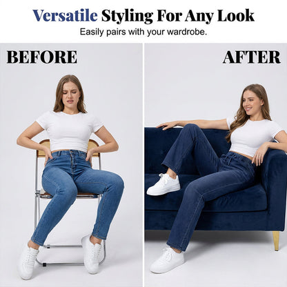 💙✨ Un jean à taille élastiquée et cordon de serrage – qui met la silhouette en valeur, ne se froisse pas et s'associe facilement – avec des t-shirts, des chemisiers et des crop tops