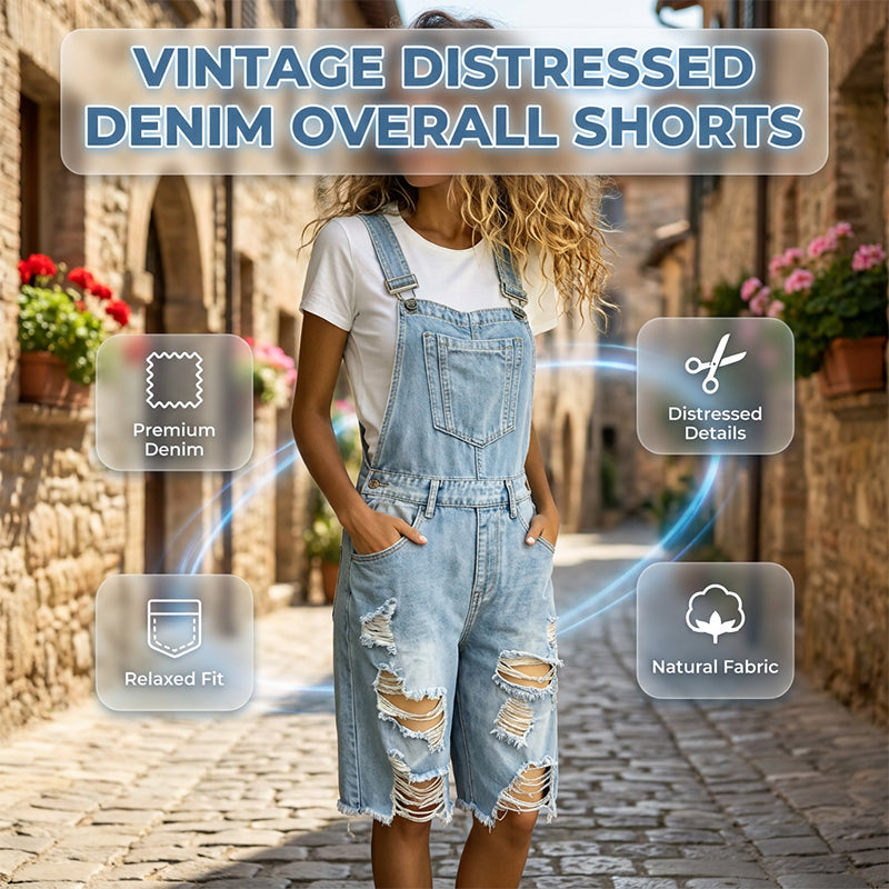 👖 60% DE RÉDUCTION 🌊 Salopette short femme en jean – Bleu clair délavé, détails déchirés & bords effilochés – Coupe décontractée, idéale pour le quotidien urbain ou l’été – look tendance et confortable ✨