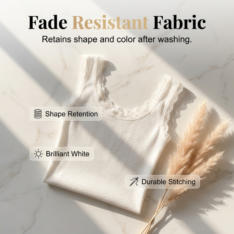 🔥✨ 1 ACHETÉ 1 OFFERT ! Débardeur Femme Slim Fit Côtelé – Bonnets Intégrés Sans Armatures, Bordure Dentelle V, Tissu Coton Extensible Respirant, Dos Lisse · Noir Blanc Gris · S à XL ⏰