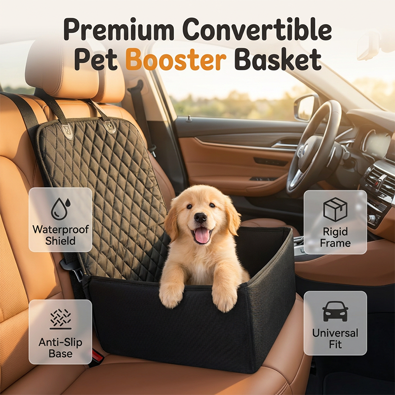 Housse de siège auto pour animaux convertible en panier rehausseur pour chien