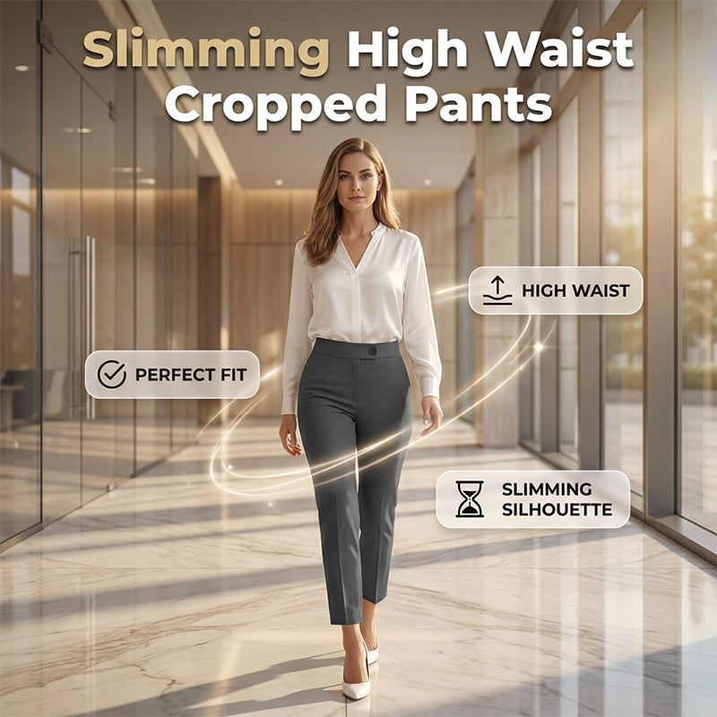 👗👜🌸 OFFRE LIMITÉE 50% DE RÉDUCTION! Pantalon Polyvalent Taille Haute Cropped – Portez-le avec Blazer ou Tee-Shirt, Plis Devant Avantageux – Un Indispensable de la Garde-Robe pour Toutes les Saisons 🍂🌿