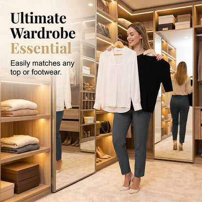 👗👜🌸 OFFRE LIMITÉE 50% DE RÉDUCTION! Pantalon Polyvalent Taille Haute Cropped – Portez-le avec Blazer ou Tee-Shirt, Plis Devant Avantageux – Un Indispensable de la Garde-Robe pour Toutes les Saisons 🍂🌿