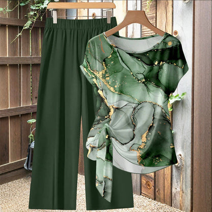 Ensemble deux pièces imprimé élégant pour femme, respirant et confortable 🌿