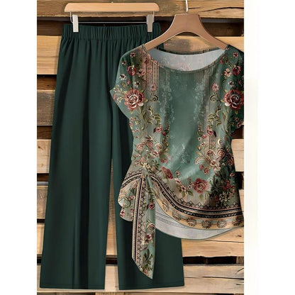 Ensemble deux pièces imprimé élégant pour femme, respirant et confortable 🌿