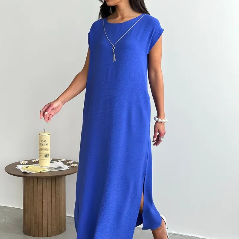 Robe d'été sans manches à fente latérale pour femme