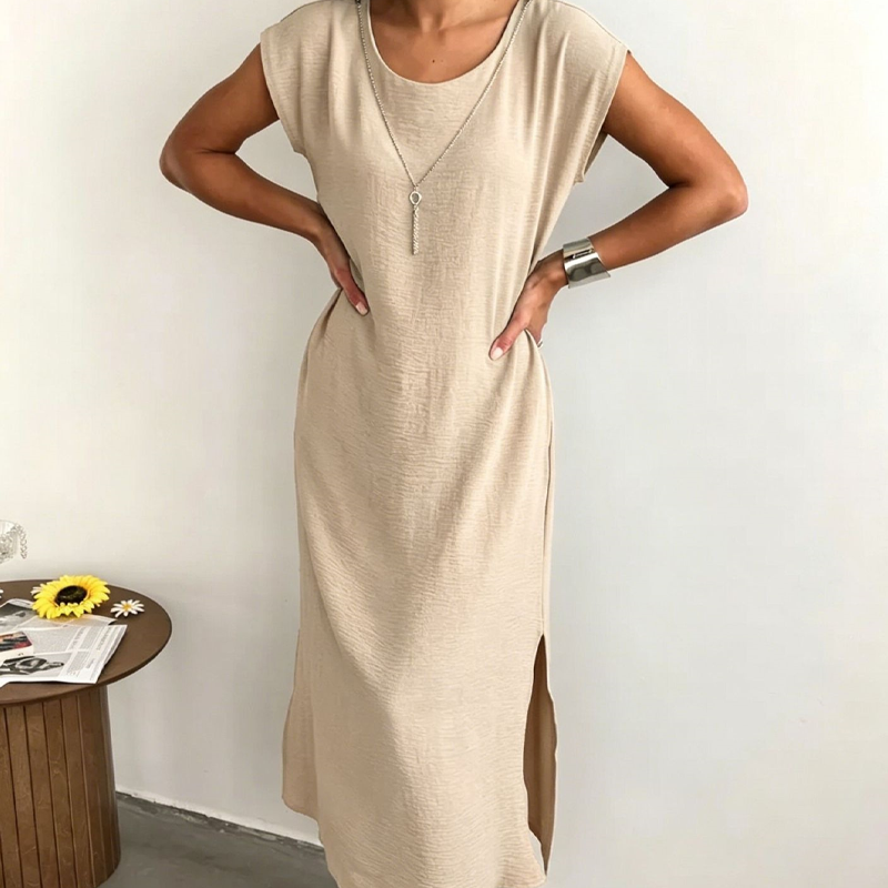 Robe d'été sans manches à fente latérale pour femme