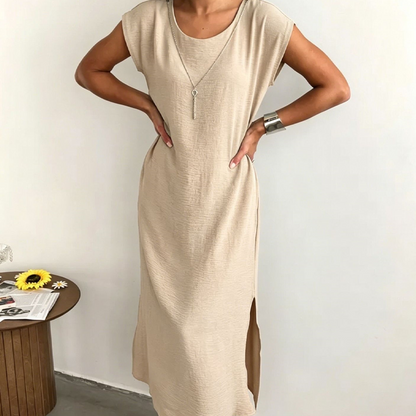 Robe d'été sans manches à fente latérale pour femme